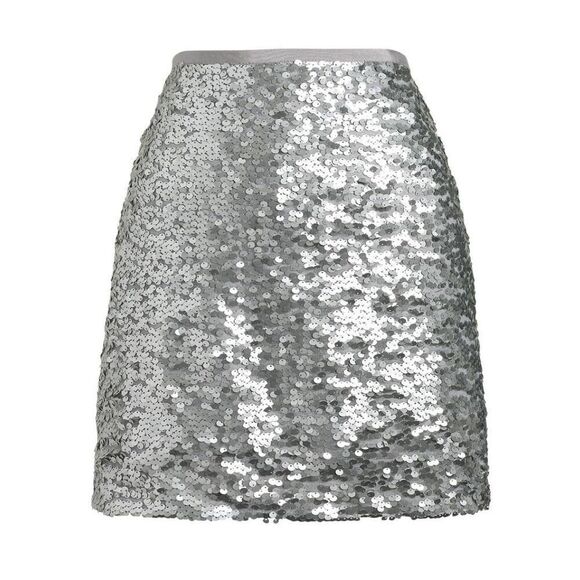 J. Crew Women's Silver Poly Sequin Lined Pencil Straight Skirt - Picture 1 of 10